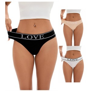 INSPIRE CHIC 3 Packs Women's Mid-Waisted Underwear No Trace Briefs High Elasticity Soft Strech Ladies Panties - 1 of 4