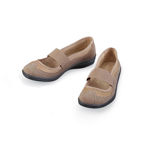 Collections Etc Womens Extra wide Width Mary Jane Strap Shoes 7 Natural Target