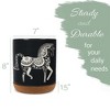 Elanze Designs Kitchen Utensil Holder With Non Slip Cork Base Large 8 Inch Ceramic Storage Crock Animal Countertop Organizer Floral Folk Horse Black - 2 of 4