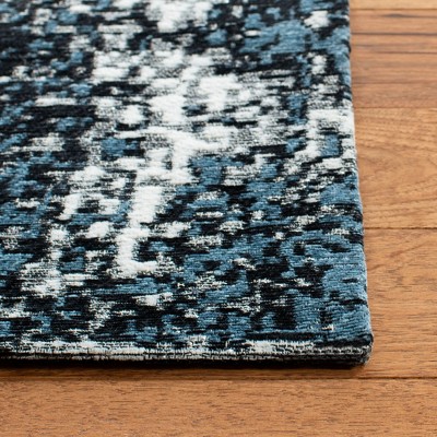 Navy and Ivory 8' x 10' Cotton Chenille Area Rug