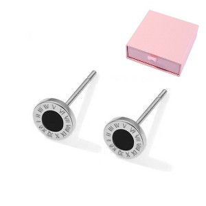 Premium Sterling Silver Earrings Earrings for Women, High-end S999 Silver Roman Numerals - 1 of 4
