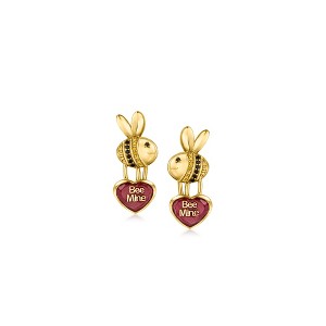 Ross-Simons 5.50 ct. t.w. Ruby "Bee Mine" Bumblebee Heart Drop Earrings With .10 ct. t.w. Citrines and .10 ct. t.w. Black Spinels in 18kt Gold Over - 1 of 3
