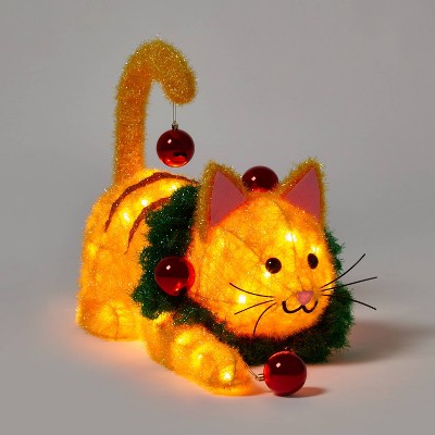 Photo 1 of 17.5 Tinsel Orange Cat Novelty Sculpture Light - Wondershop