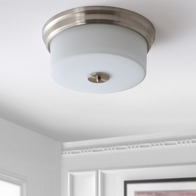 Contemporary 15'' Chrome & White Glass Flush Mount Ceiling Light