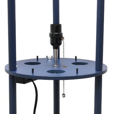 Navy Modern Shelf Etagere Floor Lamp with USB Charging Ports