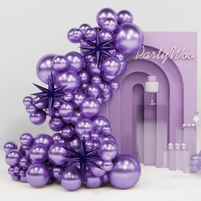 PartyWoo Balloon Arch Kit Metallic Purple Starburst Spike 22 Inch 18 12 10 5 Inch 110 pcs
