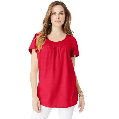 Roaman's Women's Plus Size Shirred Ultimate Tee