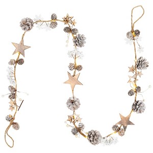 Northlight Pre-lit Battery Operated Snowflakes and Stars Christmas Garland - 5.5' x 3" - Warm White LED - 1 of 4