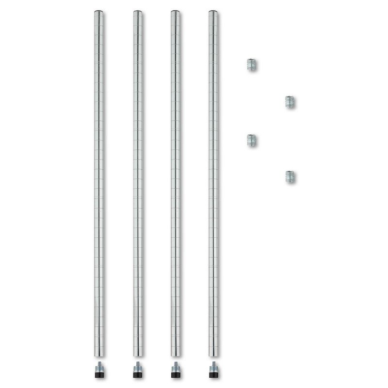 Alera Stackable Posts For Wire Shelving 36" High Silver 4/Pack SW59PO36SR, 1 of 3