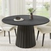 PexFix 52" Wood Round Dining Table Kitchen Table for 4-6 with Arc-Shaped Edge Top & Textured Tapered Base for Living/Dining Room Coffee Office Black - 2 of 4