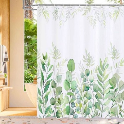 LunaLulinlk Green Eucalyptus Fabric Shower Curtain