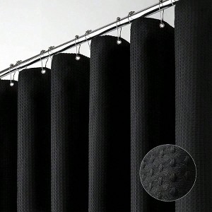 Long Shower Curtain 96 Inch Waffle Weave Heavy Duty Thick Cloth Bathroom Curtain Neutral Weighted Hotel Style with 12 - 1 of 4