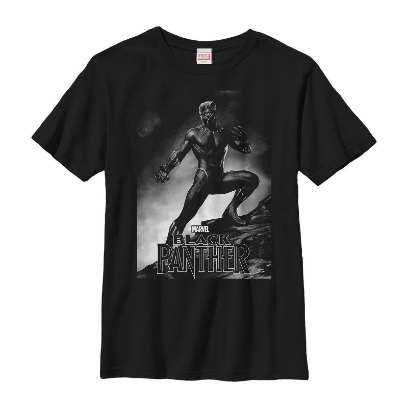 Boy's Marvel Black Panther 2018 Grayscale Pose T-Shirt, 1 of 5