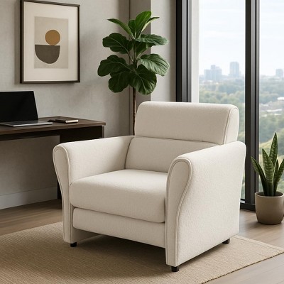GustoWave Modern Single Sofa, Mid-Century Lounge Comfy Accent Chair, Upholstered Reading Armchair, Boucle Chair