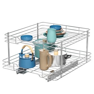 2 Tier Pull-out Cabinet Organizer, 20" W x 21" D Kitchen Under Sink Organizer, Slide Out Home Spice Rack Storage for Pots and Cans, Chrome - 1 of 4