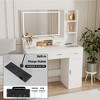 Makeup Vanity Table, Vanity Desk Set with Large Mirror, LED Lights and Power Outlet, Makeup Desk with Drawers and Storage Shelves - 3 of 4