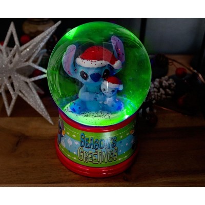 Disney Lilo & Stitch Holiday Light-Up Snow Globe with Red Base