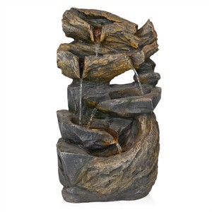 Alpine Corporation 24" Cascading Rock Fountain: Polyresin, LED-Lit, Outdoor Decor, Electric-powered - 1 of 4