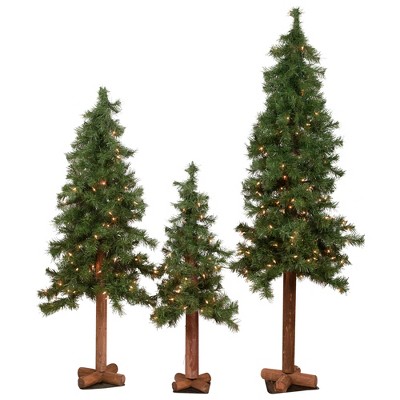 Northlight 3ct Prelit Artificial Christmas Trees Woodland Alpine 5' - Clear Lights
