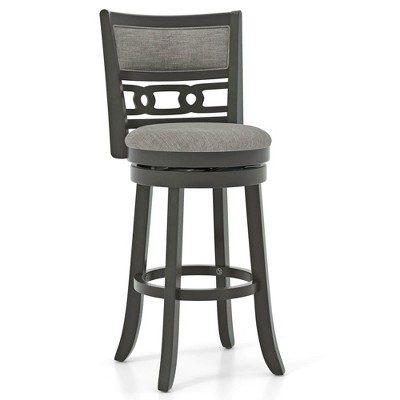 Costway 30.5" Upholstered Bar Stool Set of 1/2/4 with Wooden Frame Swivel Seat Footrest for Pub