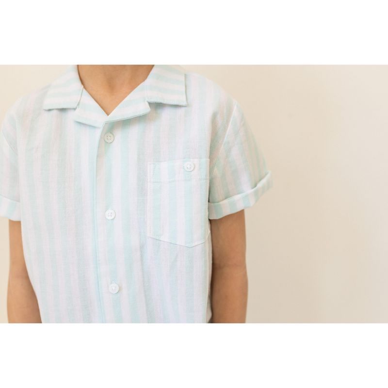 Hope & Henry Boys' Linen Short Sleeve Camp Shirt, Infant, 3 of 10
