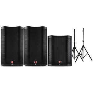 Harbinger VARI 2300 Series Powered Speakers and V2318S Subwoofer Package With Speaker Stands 12" Mains - 1 of 4