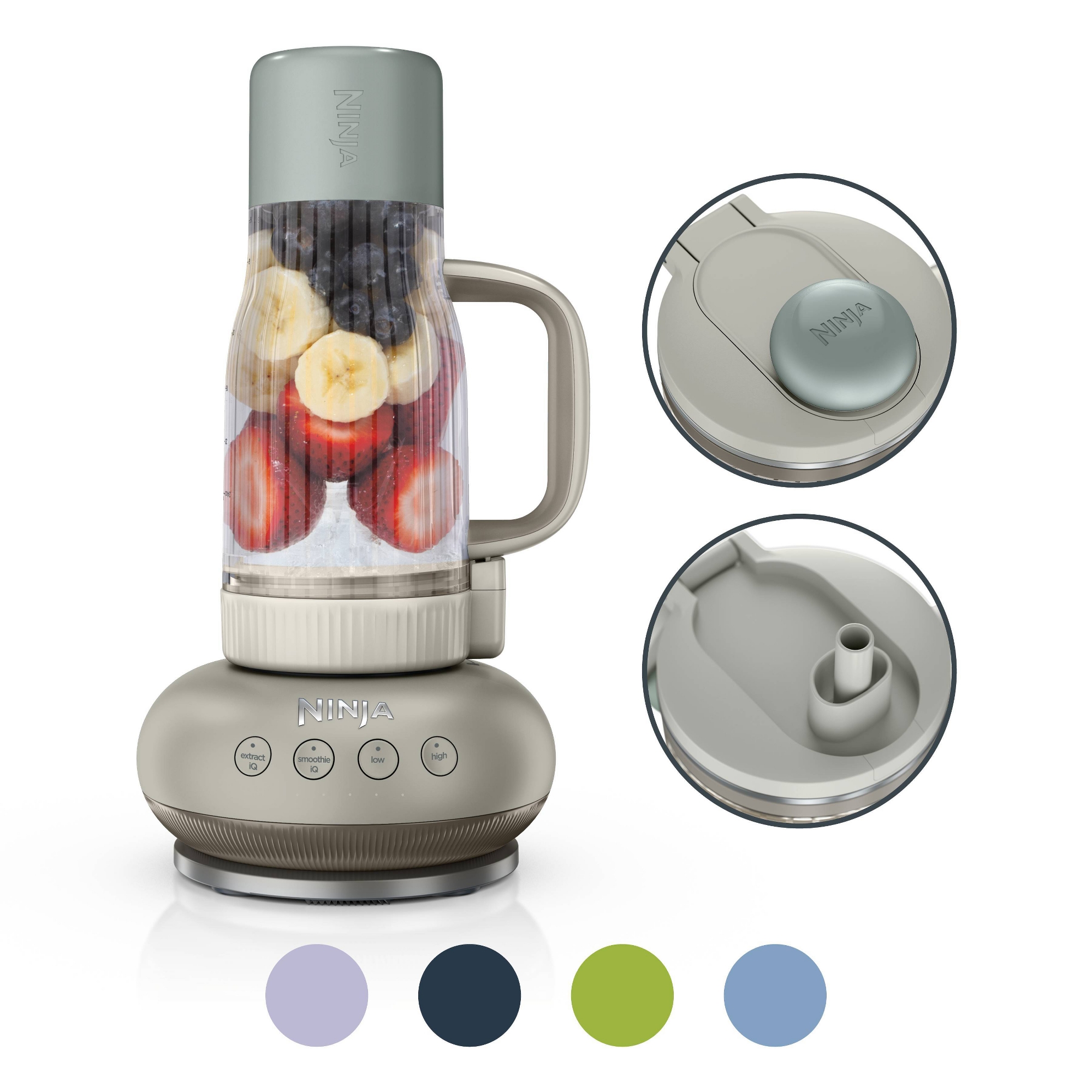 Ninja BlendBoss Tumbler Blender with 26oz Travel Tumbler, Detachable Straw & Chug Spout Lid Stone Mint
