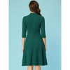 INSPIRE CHIC Women's Vintage 3/4 Sleeves Stand Collar Office Work Elegant A-Line Dress - 3 of 4