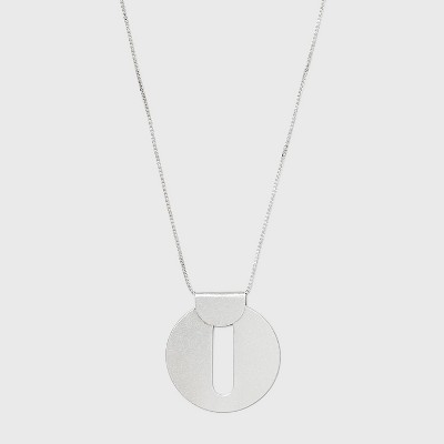 Silver Cutout Circle Pendant Necklace - Universal Thread™ Silver