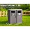 CAVINAS Dual Compartment Outdoor Trash Can, 2x80L Wood-Design Recycling Bin with Weatherproof Lids & Drainage Tray - 4 of 4
