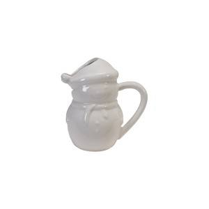 Storied Home 4-Ounce Stoneware Snowman Shaped Creamer, White - 1 of 2