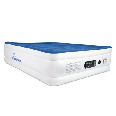 Full Size Blue and White Raised Air Mattress with Pump