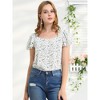 Allegra K Women's Flutter Ruffle Short Sleeve Sweetheart Neck Floral Blouse Top - 3 of 4