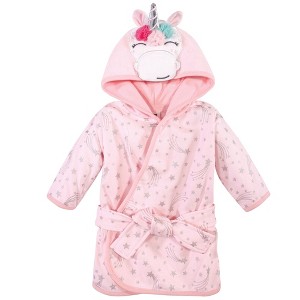 Hudson Baby Infant Girl Cotton Rich Bathrobe, Pink Unicorn, 0-9M - 1 of 1