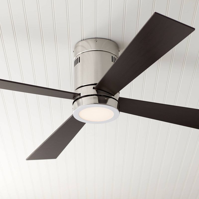 52" Casa Vieja Revue Modern Hugger Indoor Ceiling Fan with LED Light Remote Control Brushed Nickel Oil Rubbed Bronze for Living Room Kitchen Bedroom, 2 of 11