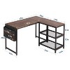 VECELO L Shaped Computer Desk Industrial Corner Gaming Desk with 2-Tier Open Shelf and Storage Pocket Brown - 3 of 4