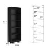 SEVOBAL Utility Storage Cabinets Modern 4 Tier Bookcase with Spacious Shelving and Lower Storage for Living Room, Black, 11.7"*24.7"*71.1" - 3 of 4