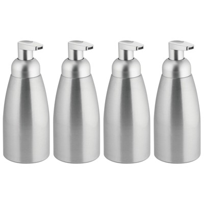 mDesign Aluminum Kitchen Foaming Soap Pump, Rustproof, 4 Pack - Brushed/Silver