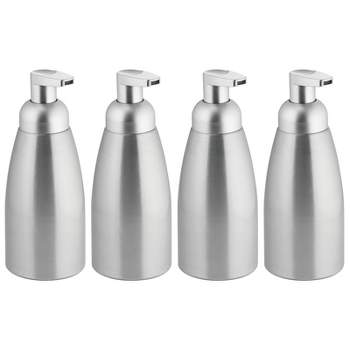 mDesign Aluminum Foaming Soap Dispenser Pump Bottle, 4 Pack - Brushed/Silver