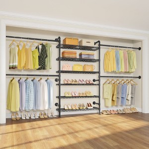 Timate P3 Closet Organizer System, Expandable Wall Mounted Clothes Rack, Industrial Pipe Garment Rack , Fits Spaces 6'4"-9'3" - 1 of 4