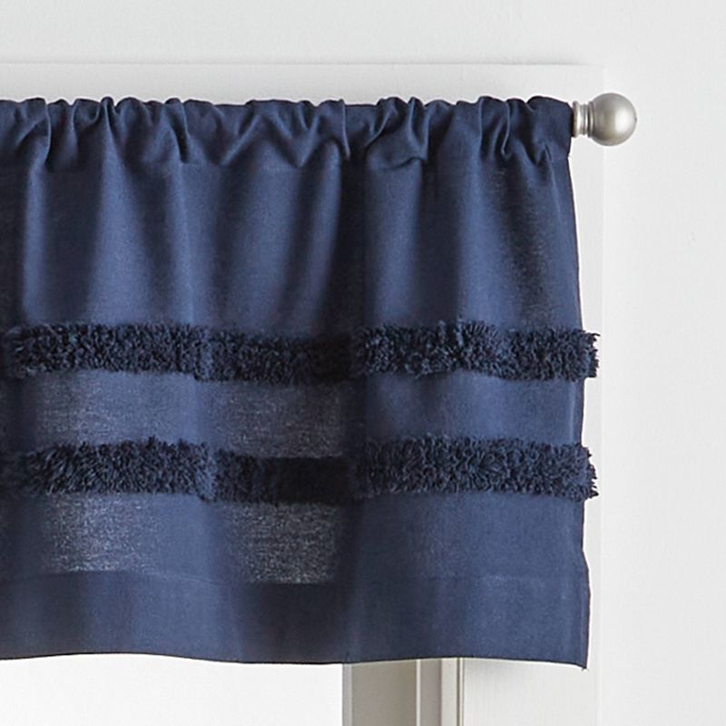 3pc Water&#39;s Edge Tufted Window Valance and Tiers Set Navy - Martha Stewart, 3 of 7