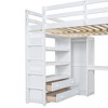 Whisen Wood Full Size Loft Bed with Built-in Wardrobe, Desk, Storage Shelves and Drawers - 4 of 4