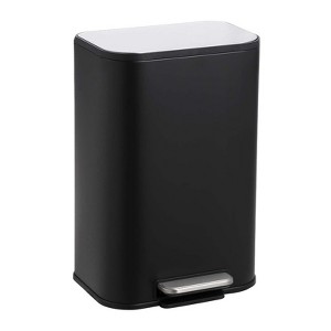 Slim Bathroom Trash Can, Stainless Steel Step-On Garbage Bin with Soft-Close Lid & Removable Inner Bucket, Narrow Recycle Bin for Kitchen必填 - 1 of 4