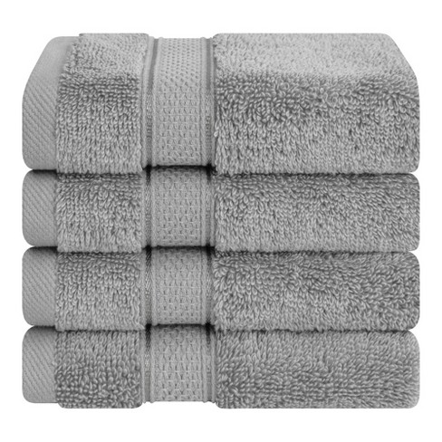 American Soft Linen Hand Towels 100% Turkish Cotton 4 Piece Hand Towel Set for Bathroom - Black