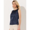 Allegra K Women's Satin Round Neck Sleeveless Work Office Pleated Blouse - 2 of 4