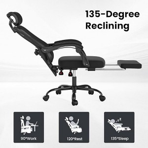 Infurnic Task and Office Chairs, Office Desk Chair with Adjustable Lumbar Support, High Back Chair for Home and Office, Black, 24.8"*24.8"*49.2" - 1 of 4