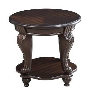 Ridstar Two Tone Round End Table with Shelf For Living Room & Small Spaces-Brown - 1 of 4