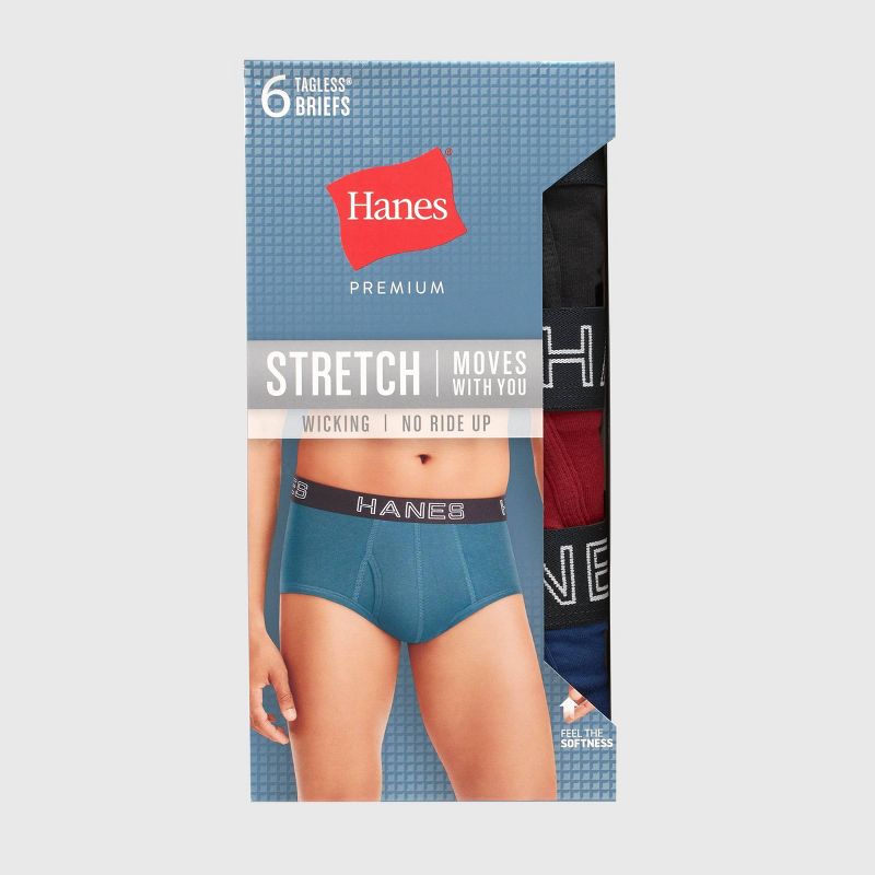 Hanes Premium Men's Stretch Classic Briefs 6pk - Blue/Black/Red, 6 of 6