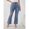 Women's Plus Size Ripped Bell Bottom Jeans Bootcut Mid Rise Stretchy Cut Out Denim Flare Jeans - 4 of 4