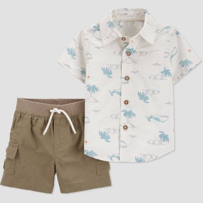 Image of Baby Boys' Scenic Whale Top & Shorts Set - Just One You® made by carter's Ivory/Khaki
